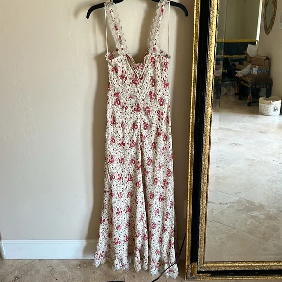 Cinq a Sept STEVIE Ruched Lac Trim Maxi Dress